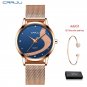 rose blue BOX_Women Watch  Luxury Rhinestone Casual Waterproof Quartz Ladies Dress Galaxy Mesh Wrist