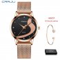 silver black_Women Watch Luxury Rhinestone Casual Waterproof Quartz Ladies Dress Galaxy Mesh Wristw