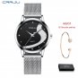 silver black BOX_Women Watch  Luxury Rhinestone Casual Waterproof Quartz Ladies Dress Galaxy Mesh Wr