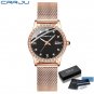 rose black BOX_Women Watch  Luxury Diamond Watches Ladies Dress Simple Mesh Bracelet Waterproof Quar
