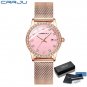 rose pink BOX_Women Watch Luxury Diamond Watches Ladies Dress Simple Mesh Bracelet Waterproof Quart