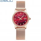 rose red_Women Watch  Luxury Diamond Watches Ladies Dress Simple Mesh Bracelet Waterproof Quartz Wat