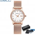 rose white BOX_Women Watch  Luxury Diamond Watches Ladies Dress Simple Mesh Bracelet Waterproof Quar