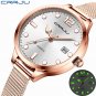 rose white BOX_Woman Watch  Woman's Big Face Dark Light Quartz Waterproof Wristwatch Rose Gold Mesh 
