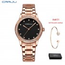 Rose Black box_Women Watch Quartz Movement Bracelet Stainless Steel Ladies Wristwatch Clock   Femini