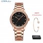 Rose Black box_Women Watch Quartz Movement Bracelet Stainless Steel Ladies Wristwatch Clock   Femini