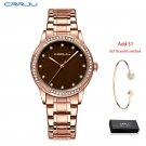 Rose Brown box_Women Watch Quartz Movement Bracelet Stainless Steel Ladies Wristwatch Clock   Femini
