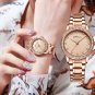 Rose gold_Women Watch Quartz Movement Bracelet Stainless Steel Ladies Wristwatch Clock Feminino F