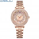 Rose_Luxury Stainless Steel Wristwatches for Ladies Romantic Rose Pink with Rhinestones Roman Numera