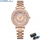 Rose box_Luxury Stainless Steel Wristwatches for Ladies Romantic Rose Pink with Rhinestones Roman Nu