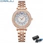 Rose white box_Luxury Stainless Steel Wristwatches for Ladies Romantic Rose Pink with Rhinestones Ro