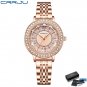 RG-BOX_Simple Slim Stainless Steel Quartz Wristwatches for Women Luxurious Sparkling Rhinestone Dial