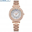 Rose white_2022 Quartz Women's Dress Watches Stainless Steel Band Wristwatches with Rhinestones
