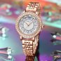 Rose white_2022 Quartz Women's Dress Watches Stainless Steel Band Wristwatches with Rhinestones
