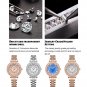 Silver_2022 Quartz Women's Dress Watches Stainless Steel Band Wristwatches with Rhinestones
