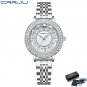 Silver with box_Women's Wristwatches with Rhinestones Dial Stainless Steel Band Quartz Watches Ladie