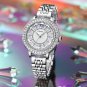 Silver with box_Women's Wristwatches with Rhinestones Dial Stainless Steel Band Quartz Watches Ladie