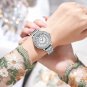 Silver with box_Women's Wristwatches with Rhinestones Dial Stainless Steel Band Quartz Watches Ladie
