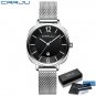 silver black BOX_Women Watch Luxury  Ladies Wristwatch Stainless Steel with Calendar Quartz Clock Re