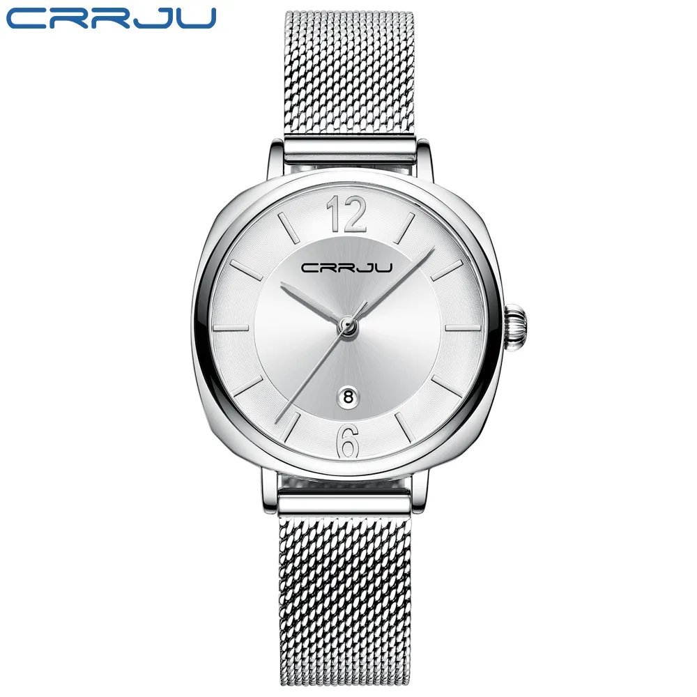 silver white_Women Watch Luxury  Ladies Wristwatch Stainless Steel with Calendar Quartz Clock Rel&Atilde;&sup3;g