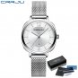 silver white BOX_Women Watch Luxury  Ladies Wristwatch Stainless Steel with Calendar Quartz Clock Re