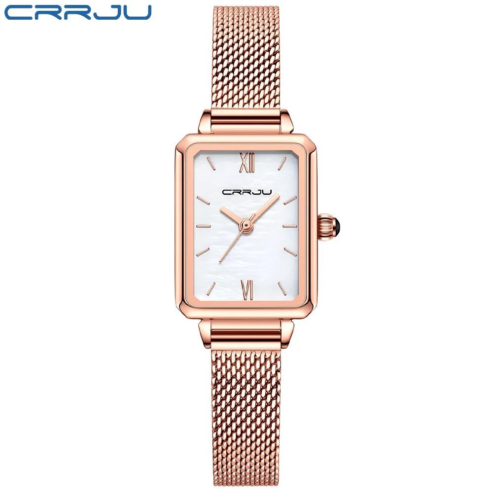 white_Ladies Elegant Watches Casual Mesh Wristwatch for Women Minimalist Unique Waterproof Quartz  W