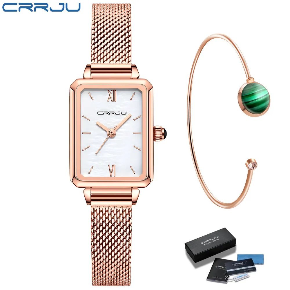 white BOX_Ladies Elegant Watches Casual Mesh Wristwatch for Women Minimalist Unique Waterproof Quart