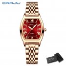 Rose red box_Rectangle Ultrathin Simple Japan Quartz Lady Stainless Steel Bracelet Belt Watches for 