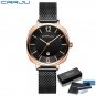 BK RS BK BOX_Women watches  lady Elegant Waterproof Watches Japan Movement Silver Slim Calendar Mesh