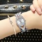 silver_Women Watch Luxury Ladies Round Dial Watches Unique Diamond band Clock sport Shining crystal