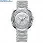 silver_Women's Casual Analog Quartz Watches Diamond Rhinestone Crystal Bracelet WristWatch Feminino 
