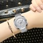 silver_Women's Casual Analog Quartz Watches Diamond Rhinestone Crystal Bracelet WristWatch Feminino 