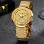 silver_Women's Casual Analog Quartz Watches Diamond Rhinestone Crystal Bracelet WristWatch Feminino 