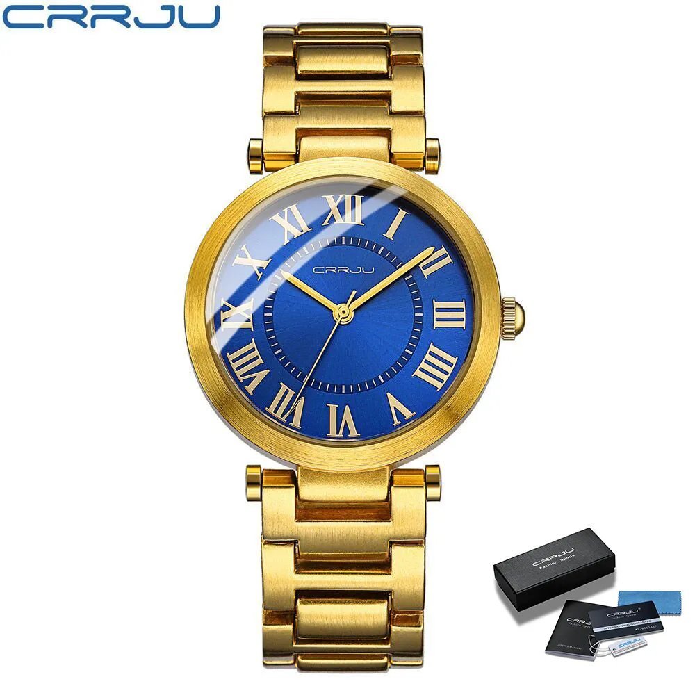 blue box_Brand Top Luxury Ladies Gold Watch Women Golden Clock Female Women Dress Rhinestone Quartz 