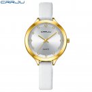 White_Charming Quartz Watches for Women Luxury Leather Wristwatches with Rhinestones