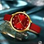 White_Charming Quartz Watches for Women Luxury Leather Wristwatches with Rhinestones