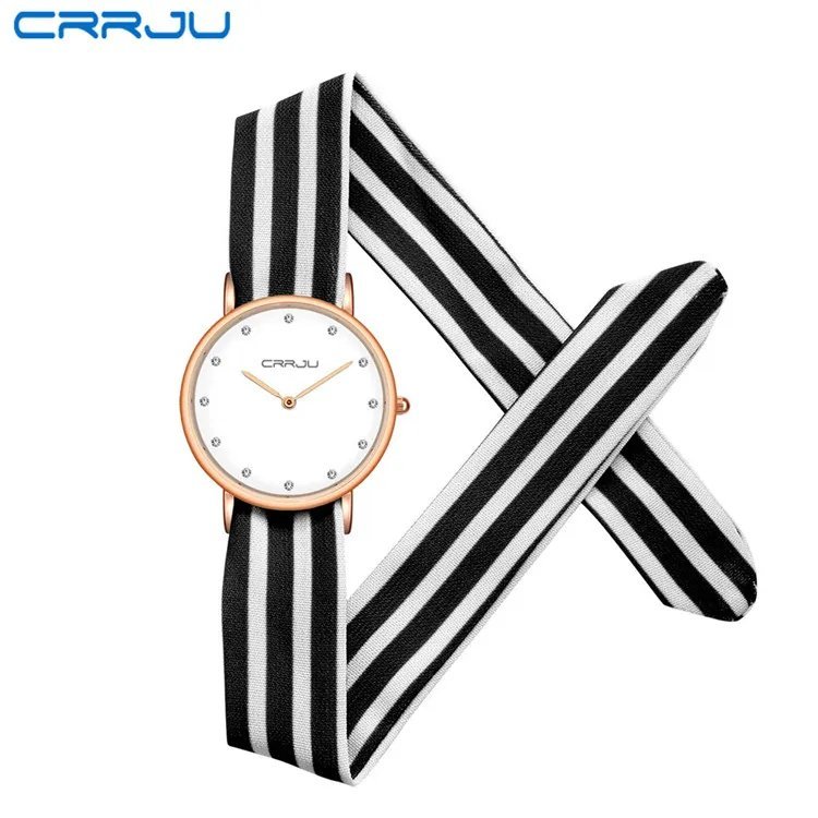 A-black white_unique Ladies flower cloth wristwatch women dress watch high quality fabric watch swee