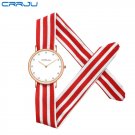 A-red white_unique Ladies flower cloth wristwatch women dress watch high quality fabric watch sweet 
