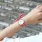 B-green_unique Ladies flower cloth wristwatch women dress watch high quality fabric watch sweet girl