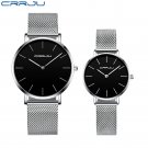 WM silver black_Couple's Watches  Men Women Minimalist Quartz Watch Casual Mesh Strap Waterproof Lad