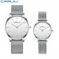 WM silver white_Couple's Watches  Men Women Minimalist Quartz Watch Casual Mesh Strap Waterproof Lad