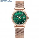 rose green_Women  Luxury Diamond Watches Ladies Dress Simple Mesh Bracelet Waterproof Quartz Watches