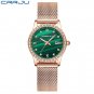rose green_Women  Luxury Diamond Watches Ladies Dress Simple Mesh Bracelet Waterproof Quartz Watches