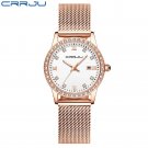 rose white_Women  Luxury Diamond Watches Ladies Dress Simple Mesh Bracelet Waterproof Quartz Watches