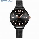 black_Women Dark light Watch  Woman's Big Face Quartz Waterproof Wristwatch Rose Gold Mesh Ladies wa