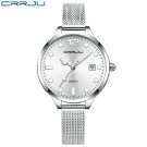 silver white_Women Dark light Watch  Woman's Big Face Quartz Waterproof Wristwatch Rose Gold Mesh La