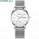silver white_Women Stylish Watches  Japan Quartz Movement Auto Date Woman Wristwatch Ladies 36mm Mes