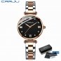 blue_Women's Watch Luxury Elegant Women Crystal Wristwatch Waterproof Quartz Ladies Stainless Bracel