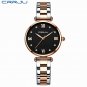 rose black_Women's Watch Luxury Elegant Women Crystal Wristwatch Waterproof Quartz Ladies Stainless 