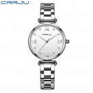silver white_Women's Watch Luxury Elegant Women Crystal Wristwatch Waterproof Quartz Ladies Stainles